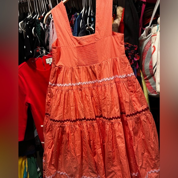 Anthropologie The Helena Square Neck Tiered Midi Dress: Smocked Scallop Edition - Picture 6 of 7